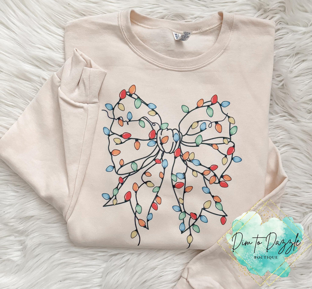 Christmas Lights Bow Graphic Crewneck