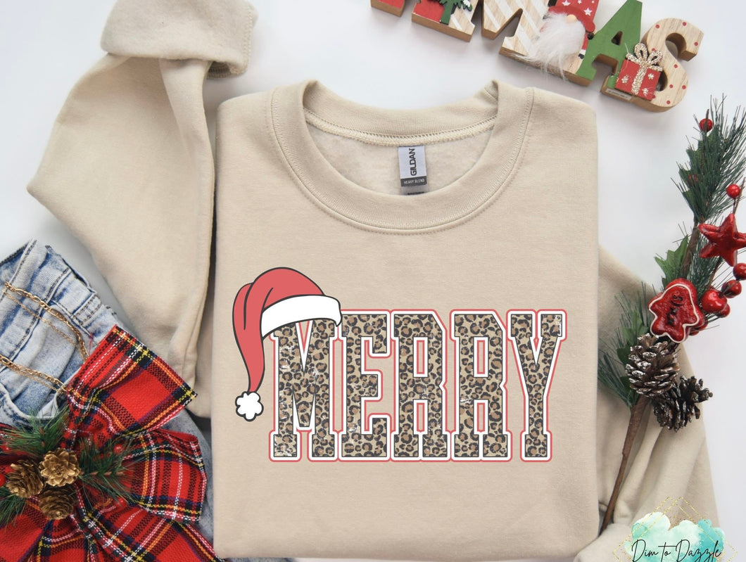 Merry Christmas Leopard Crewneck