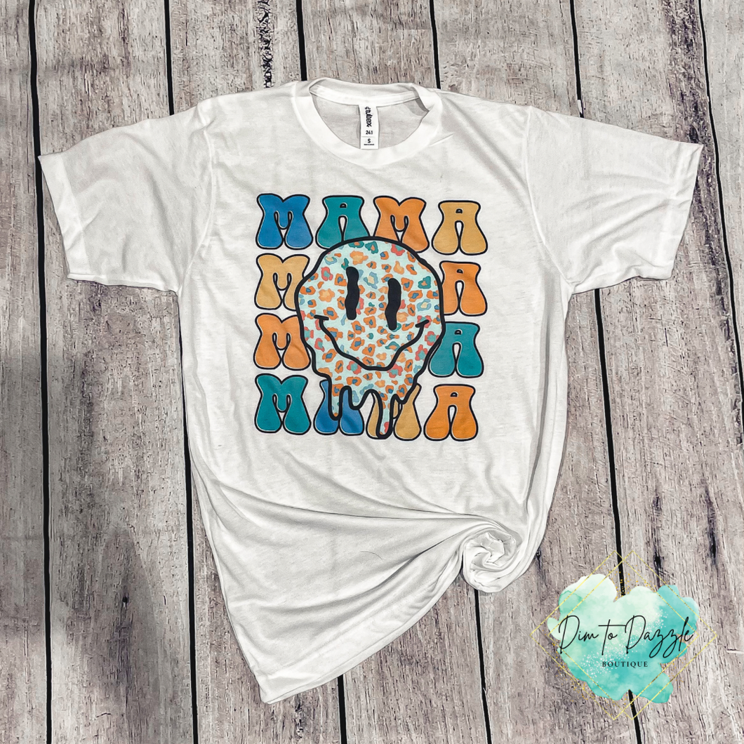 Mama Retro Grunge Smiley Graphic Tee