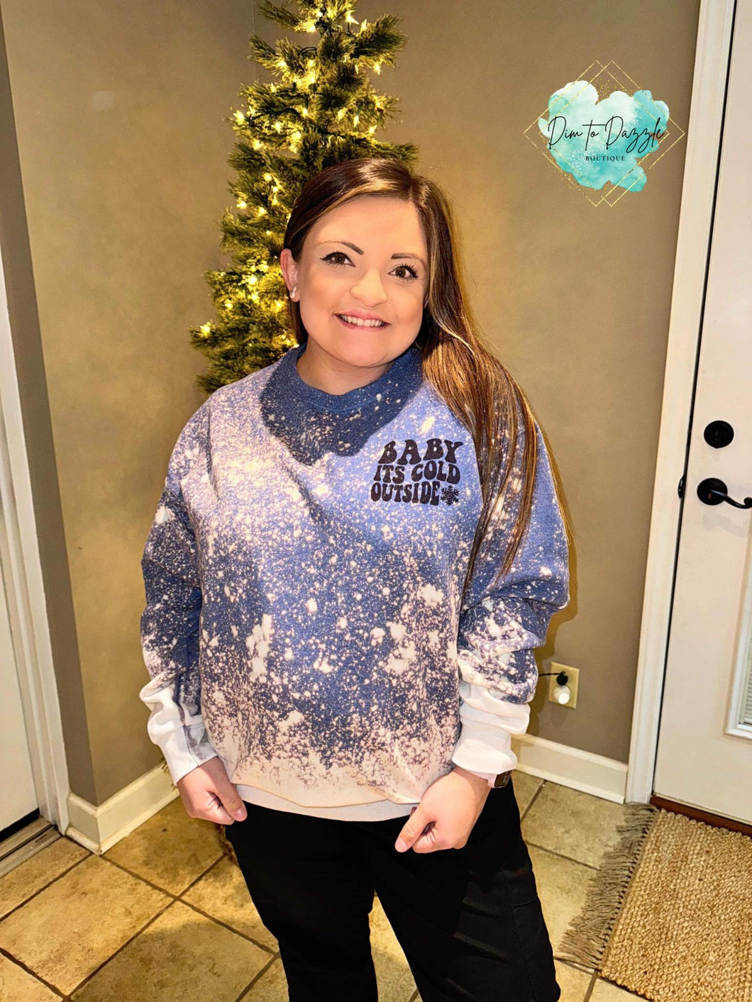 Baby its Cold Outside Bleached Graphic Crewneck