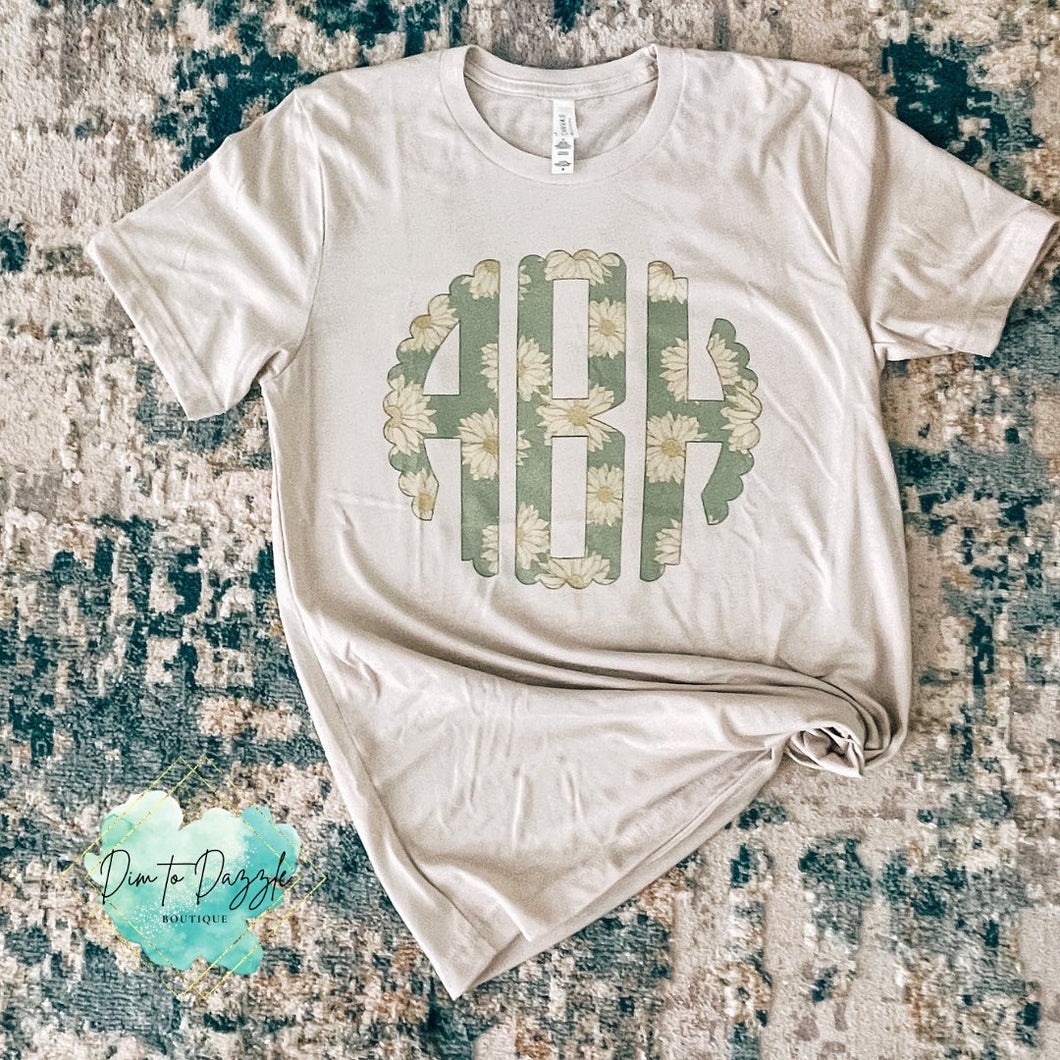Green Daisy Monogram Graphic Tee