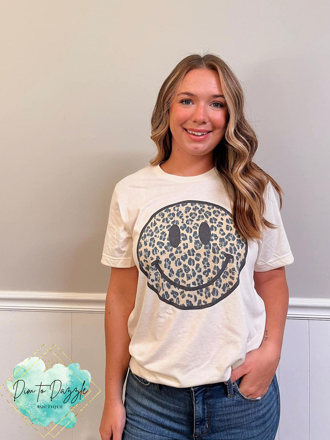 Leopard Smiley Graphic T-shirt