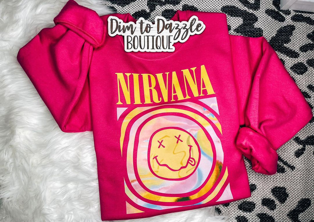Grunge Smiley Graphic Crewneck